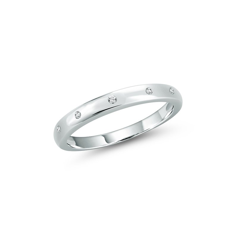 925 Sterling Silver CZ diamond Ring (Round) - 戒指 - 純銀 銀色