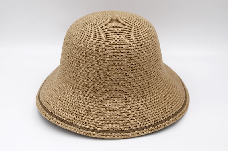 【Paper home】 Two-color fisherman hat (brown) paper thread weaving - หมวก - กระดาษ สีนำ้ตาล
