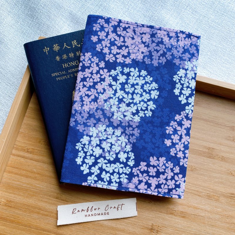 Passport Holder Passport Holder Passport Storage Purple Blue Hydrangea Style - Passport Holders & Cases - Cotton & Hemp 