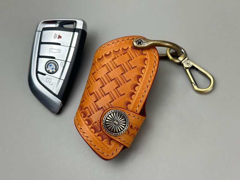 BMW key leather case vegetable tanned leather - Keychains - Genuine Leather 