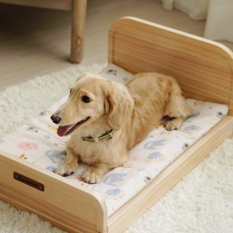 【福利品】寵物木眠床 - L + 舒眠床墊組 - L (鬥鬥星球款) - 寵物床墊/床褥 - 木頭 咖啡色