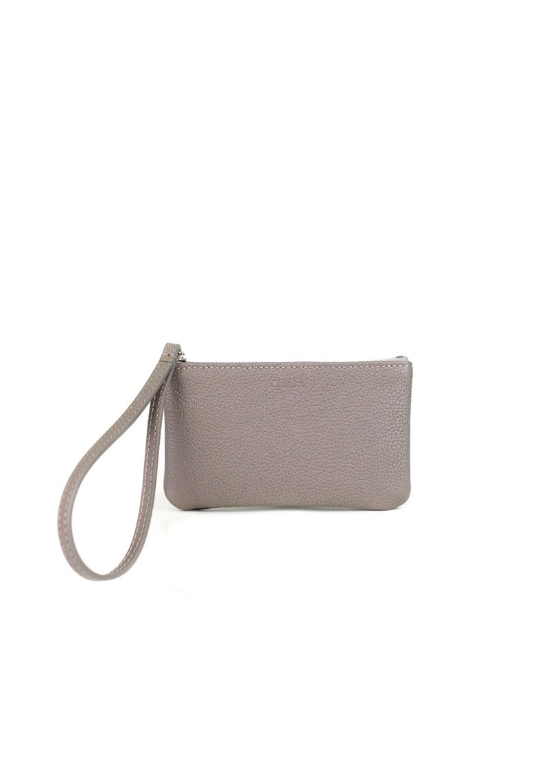 Wristlet Coin Purse (Mystical Gray) - กระเป๋าใส่เหรียญ - หนังแท้ สีเทา