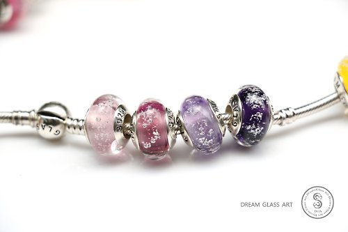 Dream Glass Art 骨灰/毛髮琉璃珠-透明-夢幻粉紫系-單顆價格*訂製骨灰琉璃珠