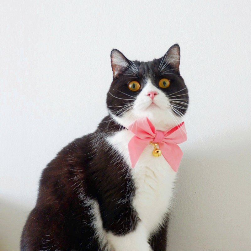 Pink Sailor Bowtie with Breakaway cat collar,Removable bowtie - Collars & Leashes - Cotton & Hemp Pink