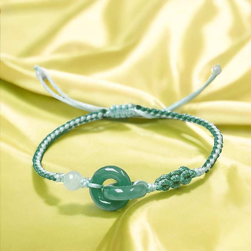 [Eternal Concentricity] Ice Blue Water Jadeite Concentric Circle Design Braided Bracelet | Natural Grade A Jadeite | - สร้อยข้อมือ - หยก สีเขียว