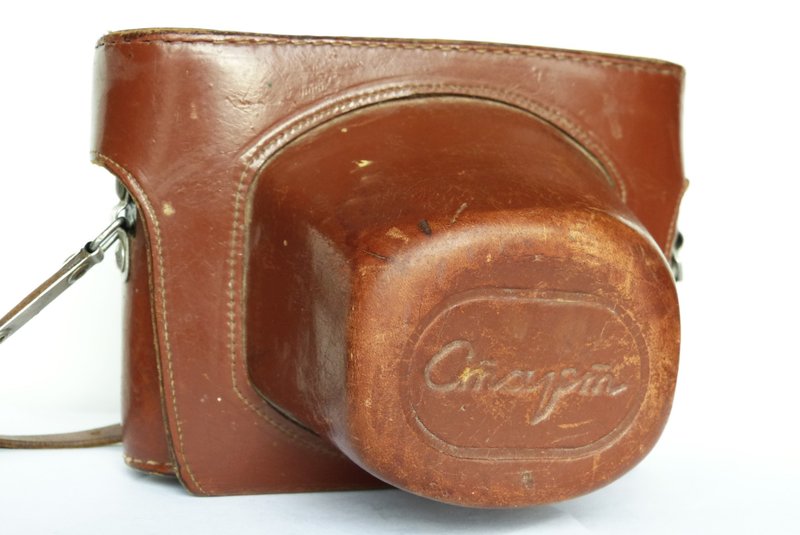 Genuine hard leather case camera bag for Start with strap SLR KMZ USSR - 相機/拍立得/底片相機 - 真皮 咖啡色