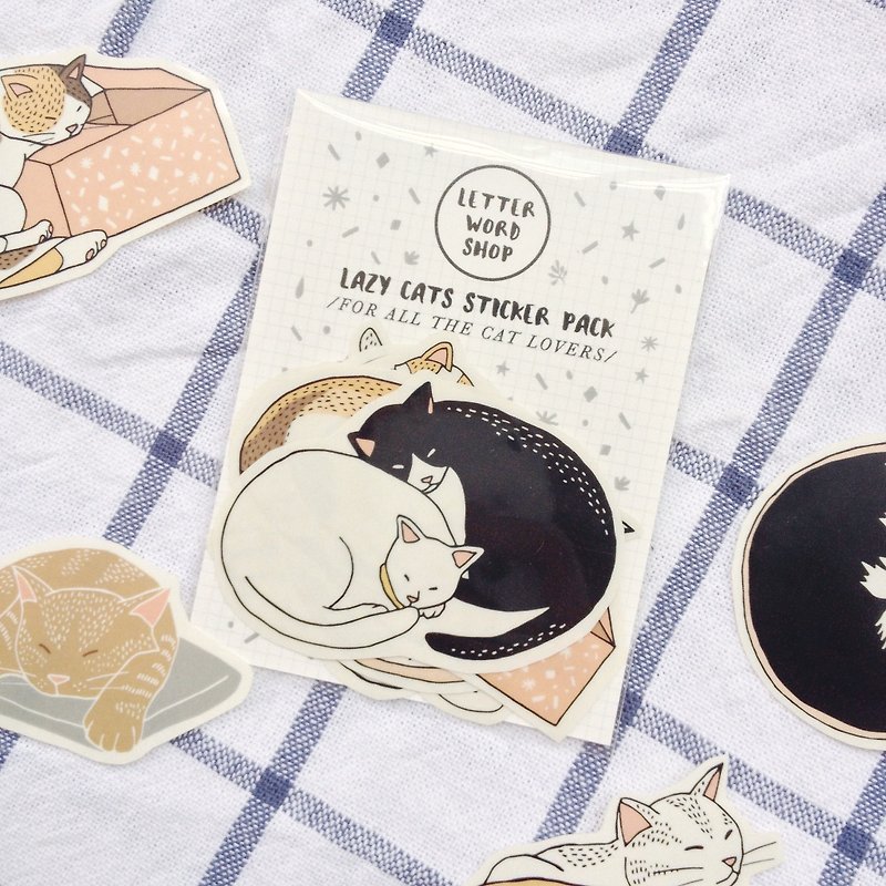 Lazy cat sticker pack / 8 pieces stickers - สติกเกอร์ - กระดาษ 