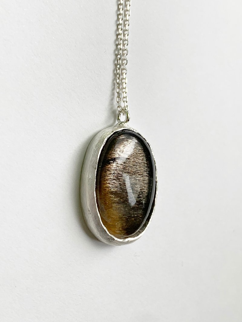 Oval Black Stone Necklace - Necklaces - Semi-Precious Stones Black