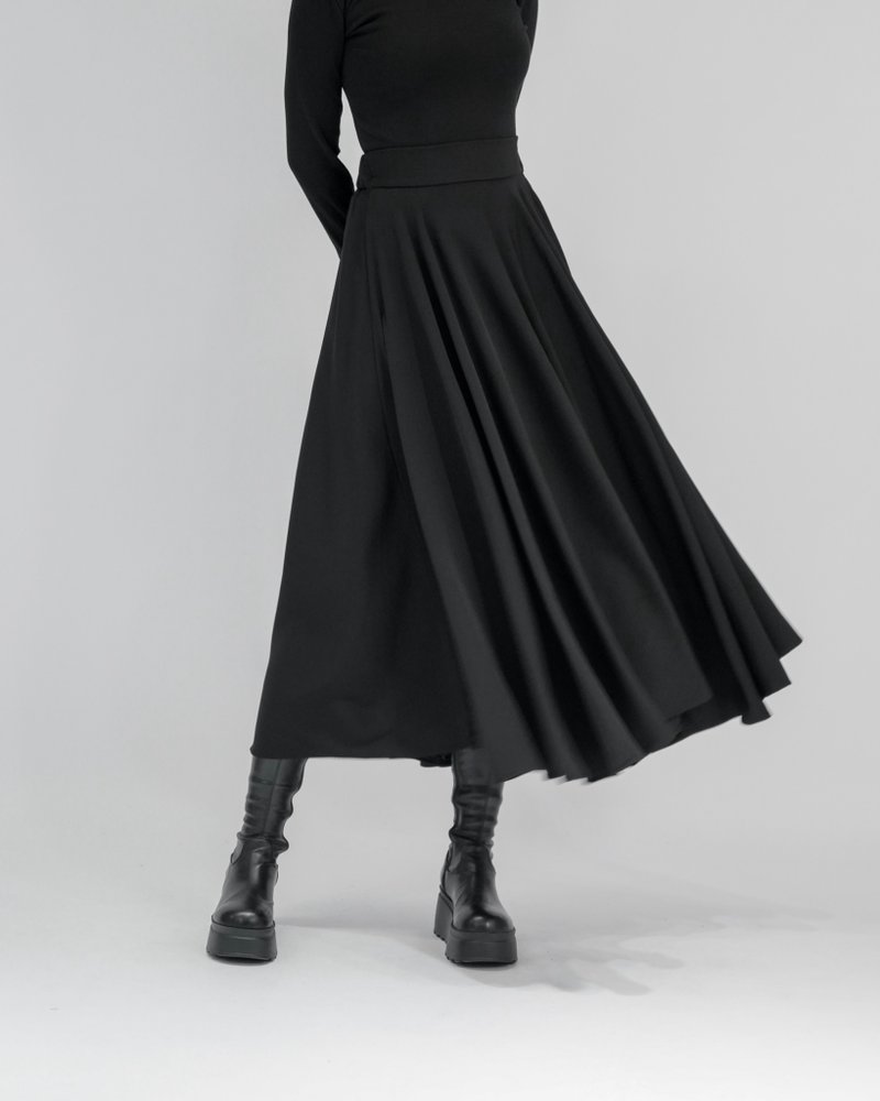 MUKK DESIGN 西裝大圓裙 - 裙子/長裙 - 聚酯纖維 黑色