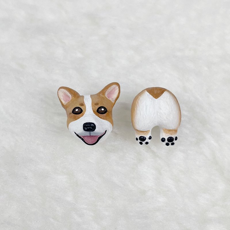 Corgi Head / Corgi Butt - Earrings / Clip-On/ Collar Pins / Mask Magnetic Buckles / Necklaces / Rings - Earrings & Clip-ons - Other Materials 