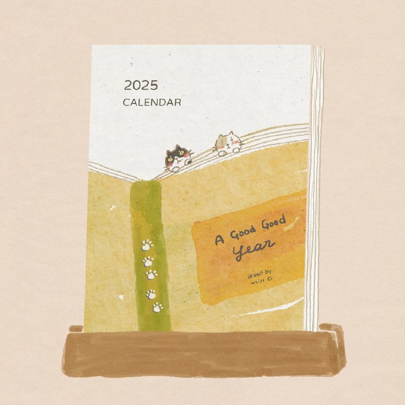 :: 2025 Illustrated Desk Calendar Postcard:: - ปฏิทิน - กระดาษ ขาว