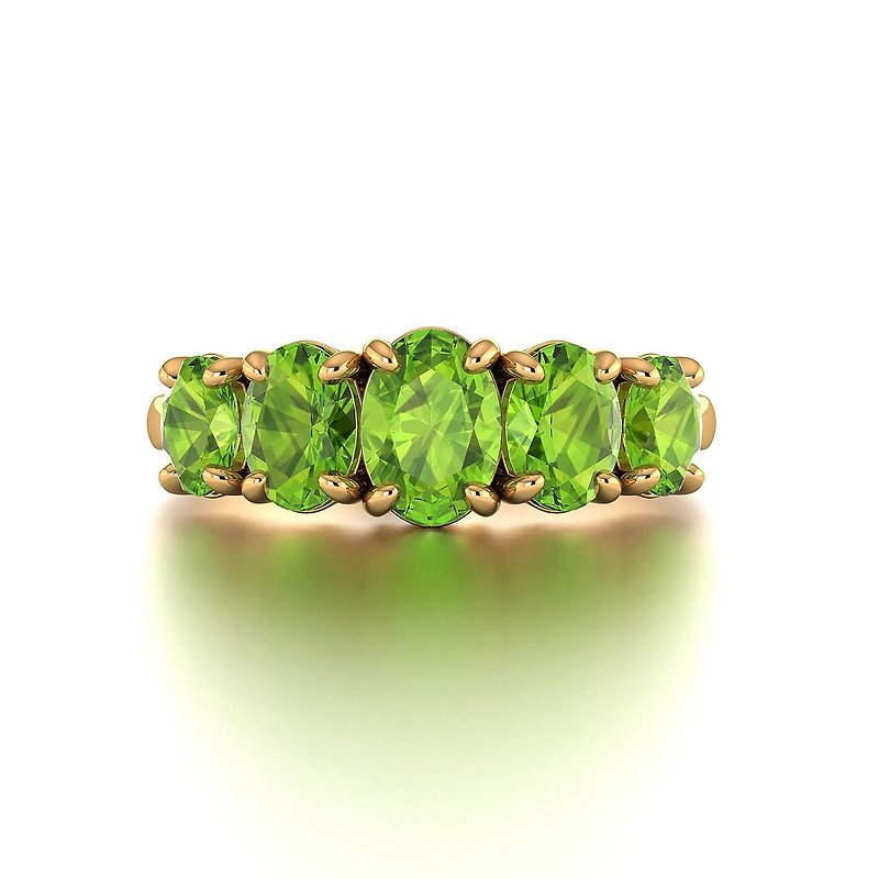 【PurpleMay Jewellery】 18k Solid Gold Oval Peridot Crown Ring - R123 - General Rings - Gemstone Green