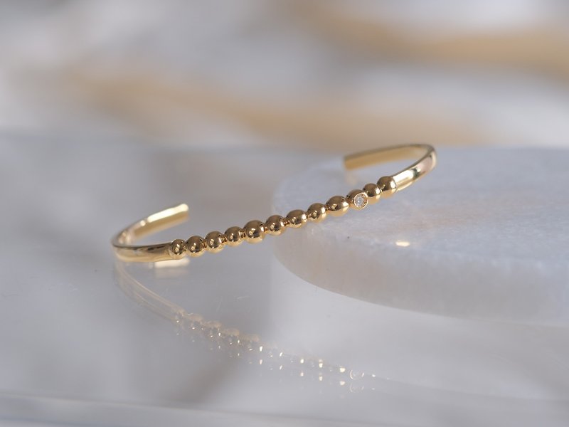 Diamond Tenging bangle bracelet ダイヤモンドつぶつぶバングル　silver925　18kgp ゴールド - ブレスレット - 宝石 ゴールド