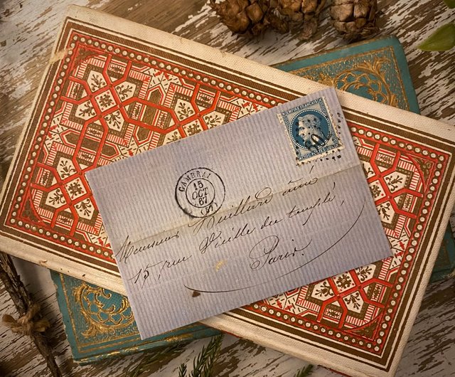 391フランスアンティーク 使用済み封筒 ハガキ まとめ売り 19 世紀のフランスの手書きのアンティーク手紙（郵便料金付き