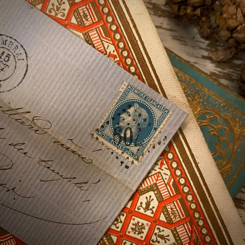 19 世紀のフランスの手書きのアンティーク手紙（郵便料金付き