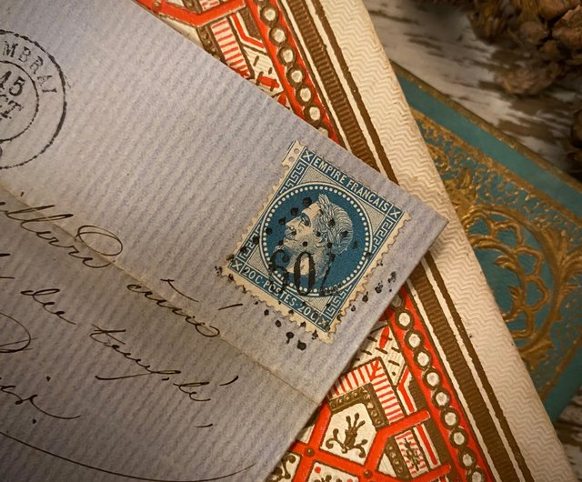 19 世紀のフランスの手書きのアンティーク手紙（郵便料金付き