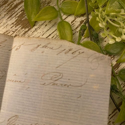 19 世紀のフランスの手書きのアンティーク手紙（郵便料金付き