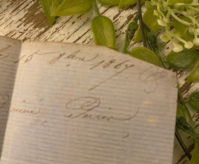 19 世紀のフランスの手書きのアンティーク手紙（郵便料金付き