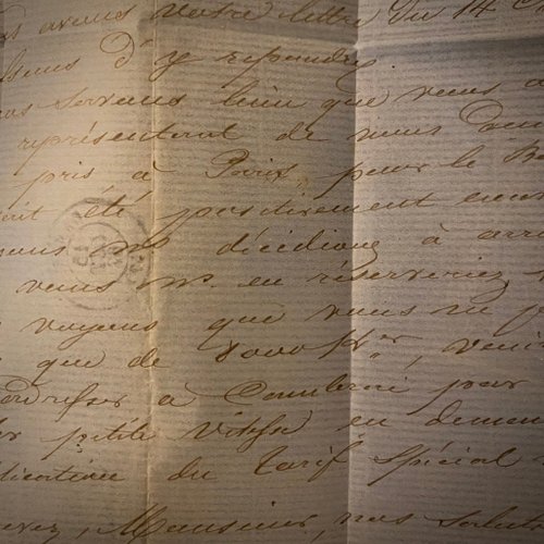 19 世紀のフランスの手書きのアンティーク手紙（郵便料金付き