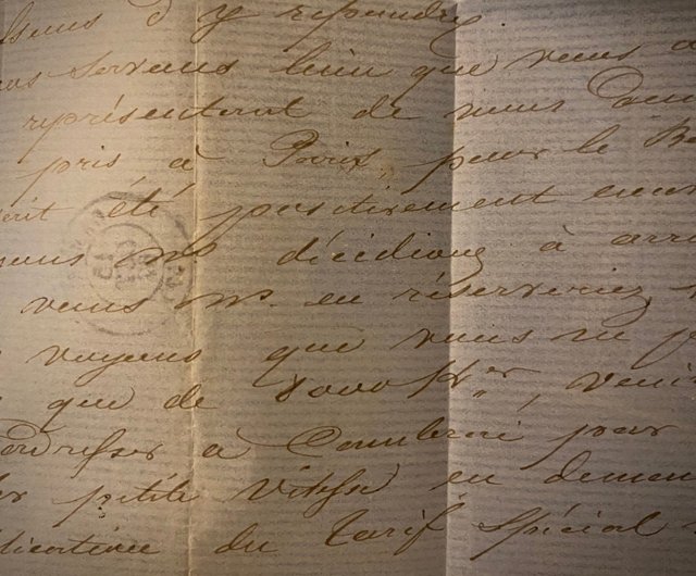 19 世紀のフランスの手書きのアンティーク手紙（郵便料金付き