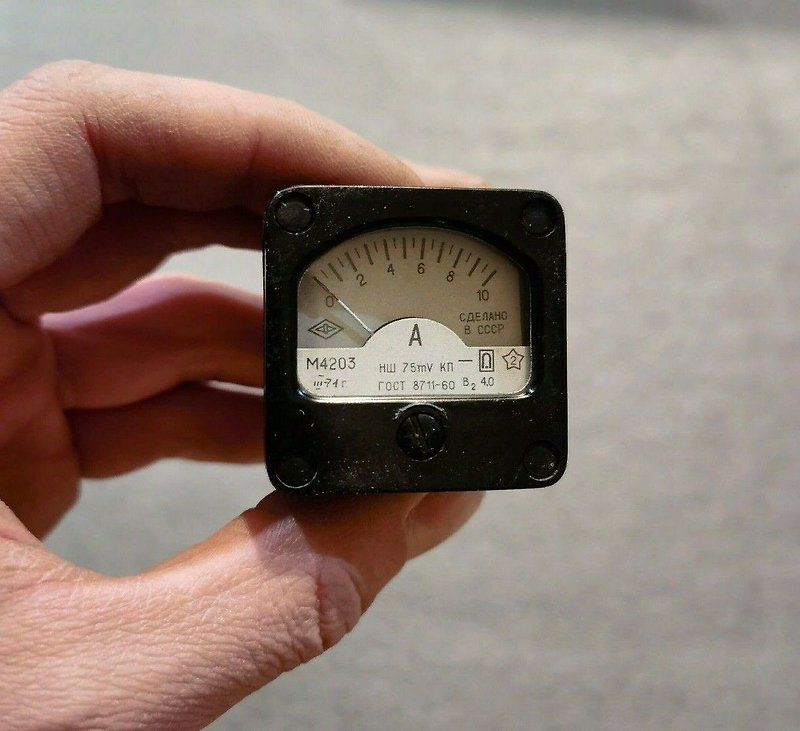 小型指針電流計 0-10A DC ソ連 ソ連 パネル装置 電流計 1971年 - 置物 - その他の素材 ブラック