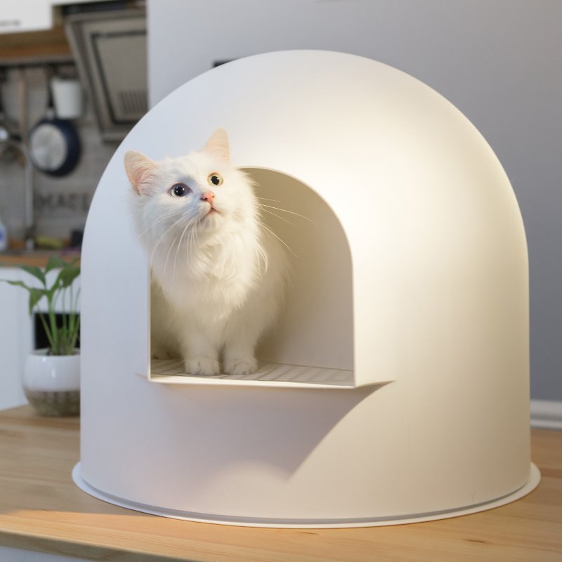 Igloo猫ごみ箱猫トイレ完全密閉特大0外部飛沫と防臭効果抜群 - 猫用トイレ - プラスチック ホワイト