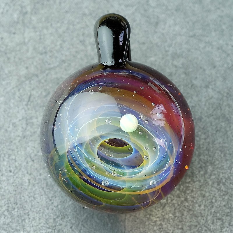 Universe Planets Space Handmade Lampwork Glass Pendant - Necklaces - Glass Red