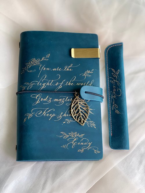 Joey.catligraphy 客製化禮物 情人節禮盒 手工真皮記事本/筆記簿/A6/A5活頁手帳