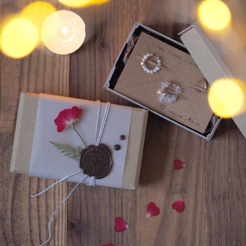 \ 早割　母の日ギフト / イヤーカフ3set | クリスタル・淡水パール・ゴールド - 耳環/耳夾/耳骨夾 - 水晶 透明