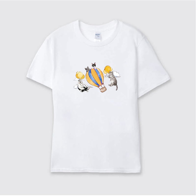 夏の思い出熱気球Tシャツ - トップス ユニセックス - コットン・麻 ホワイト