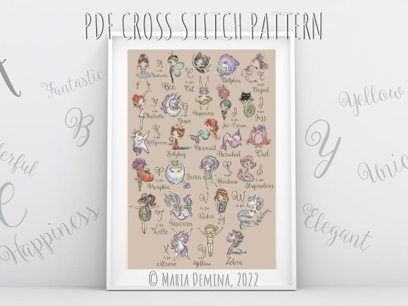 Whimsical Alphabet Whole Sampler PDF cross stitch pattern - 手工藝教學/工具書 - 其他材質 