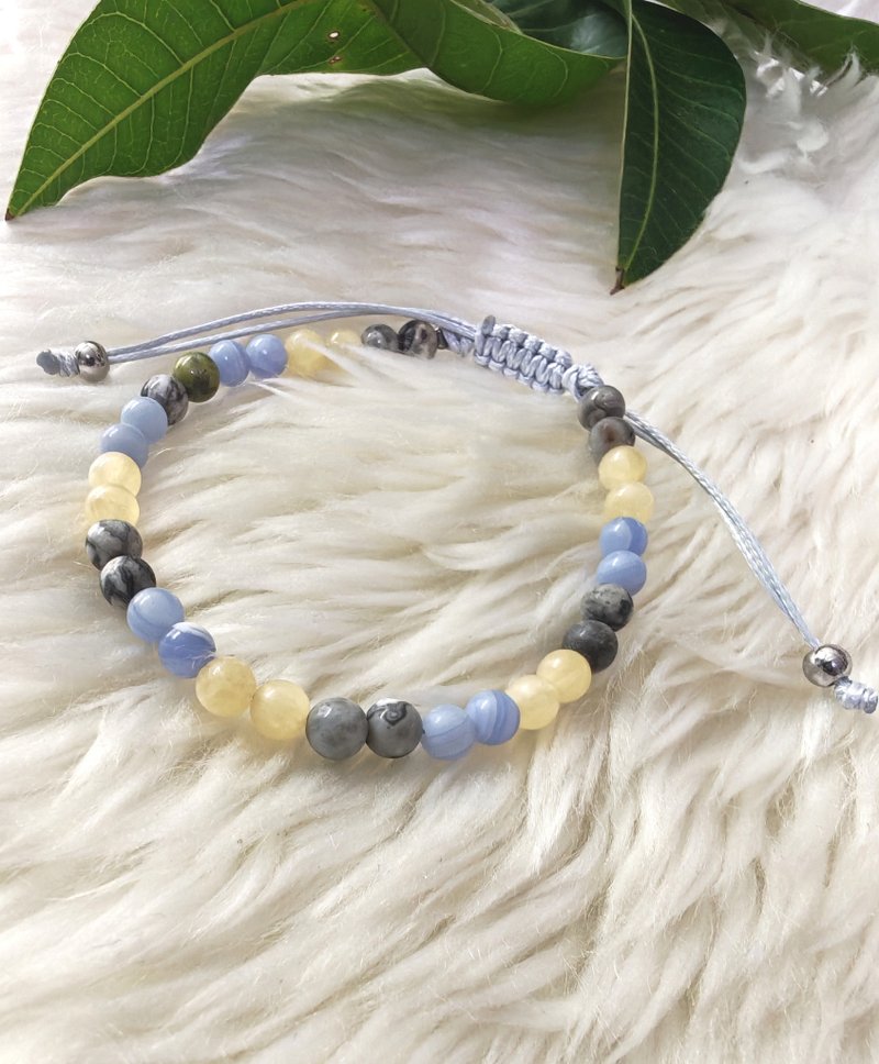 Calm / Enhance Positive Bracelet กำไลหินแคลไซต์ ซิลเวอร์เลซ บลูเลซอาเกต - สร้อยข้อมือ - หิน หลากหลายสี