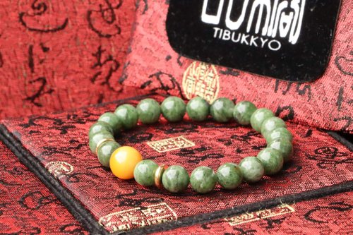 TIBUKKYO德榕藏品 原礦天然綠黝簾石手珠 12mm 緬甸黃玉隔珠 客製化串珠設計 手鍊