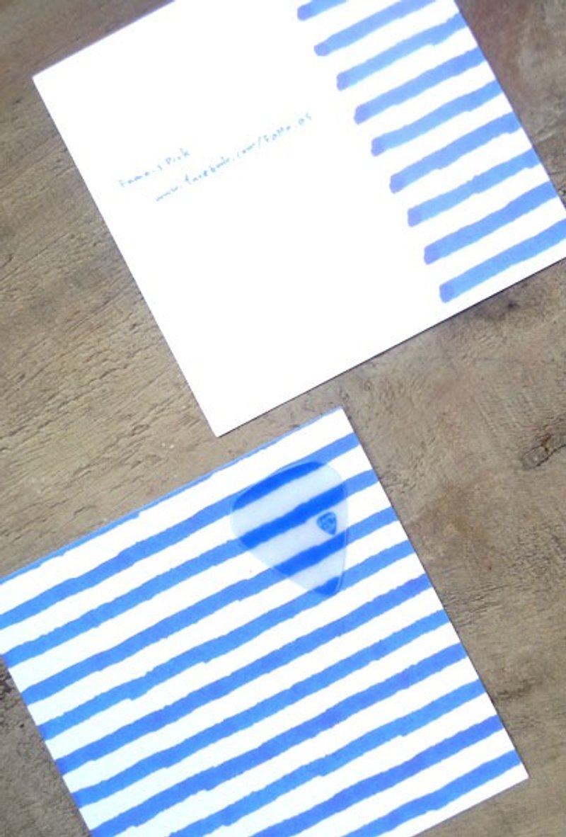 方形系 FaMa‧s Pick吉他彈片 藍色橫條紋 - 卡片/明信片 - 樹脂 藍色