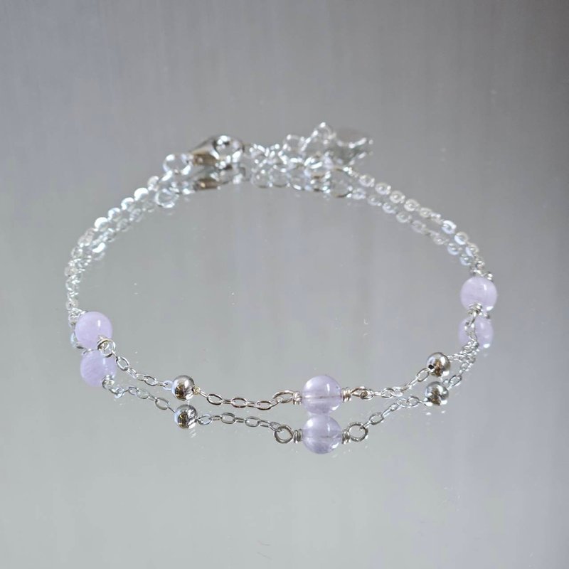 Sterling Silver Bean Bead Series S925 Sterling Silver Lavender Amethyst Bracelet | Handmade to order - สร้อยข้อมือ - เงินแท้ 