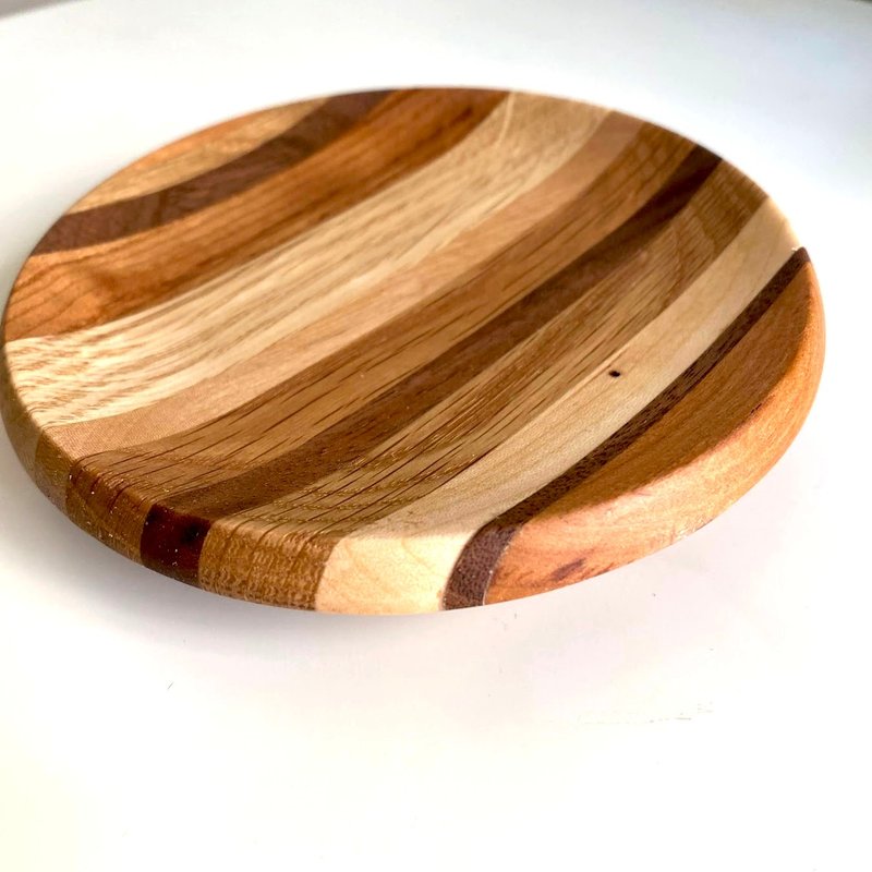 寄せ木の小皿　直径125mm - 碟子/醬料碟/醬油碟 - 木頭 