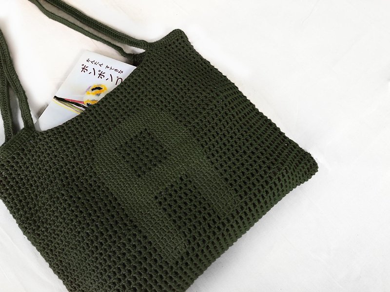 Customized Alphabet Crochet Tote Bag | Olive - 手提包/手提袋 - 其他材質 綠色