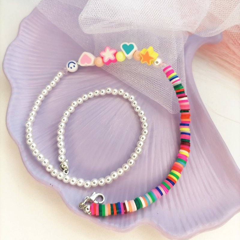 Beaded choker, Pearl choker, Pearl necklace, Beaded necklace, Rainbow necklace - 項鍊 - 其他材質 白色