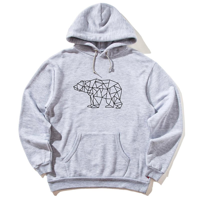 Bear Geometric gray hoodie sweatshirt - Unisex Hoodies & T-Shirts - Cotton & Hemp Gray
