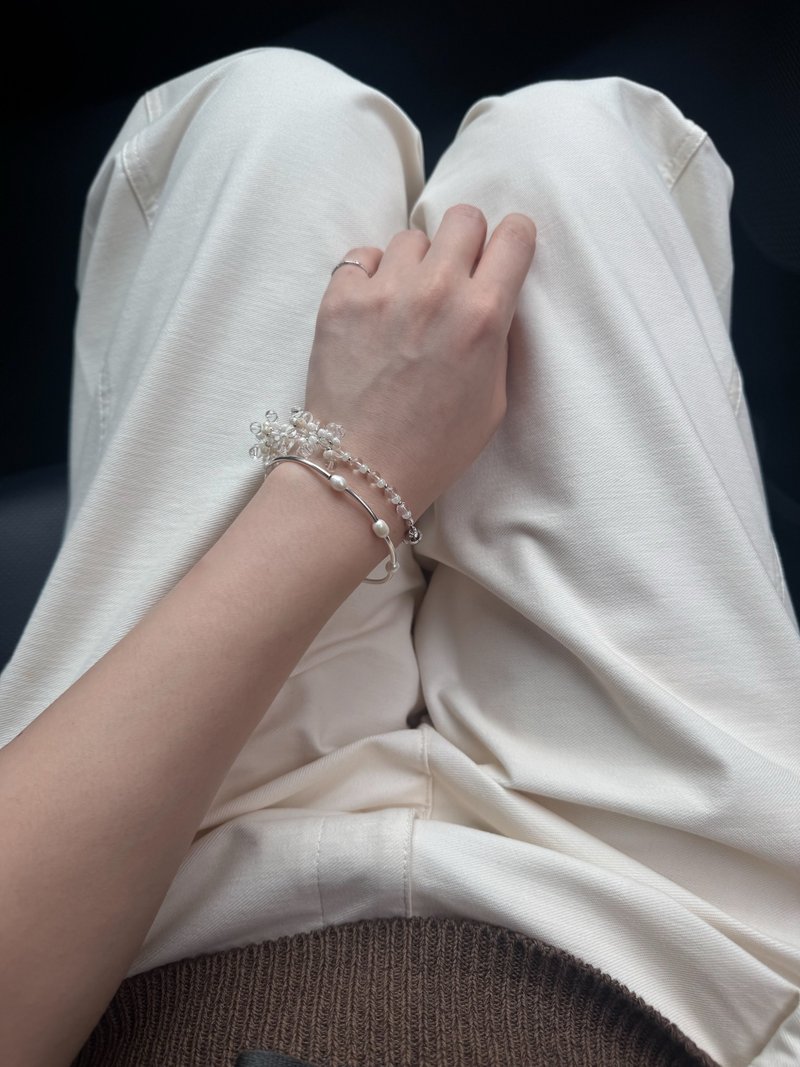 Pipe Pearl Bracelet (925 Silver) - 手鍊/手環 - 其他金屬 銀色