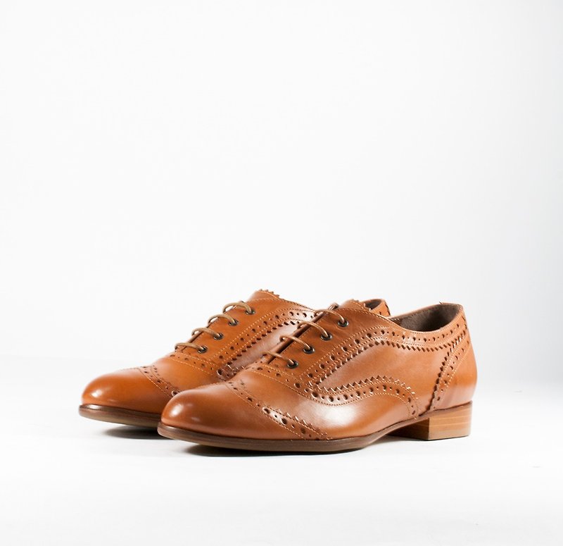Women Leather Oxford Shoes - Women's Oxford Shoes - Genuine Leather Brown