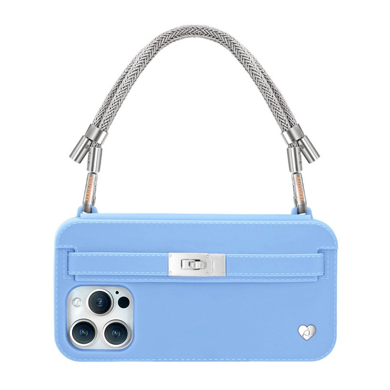 Hong Kong Design Mobile Phone Bag-Lumi【Silver Strap + Jordy Blue Pursecase】 - Phone Cases - Eco-Friendly Materials Blue