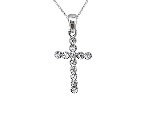 Juno Jewelry 嘉龍珠寶 十字架鑽石項鍊 天然南非鑽石 0.16克拉 14K 天然鑽石墜子