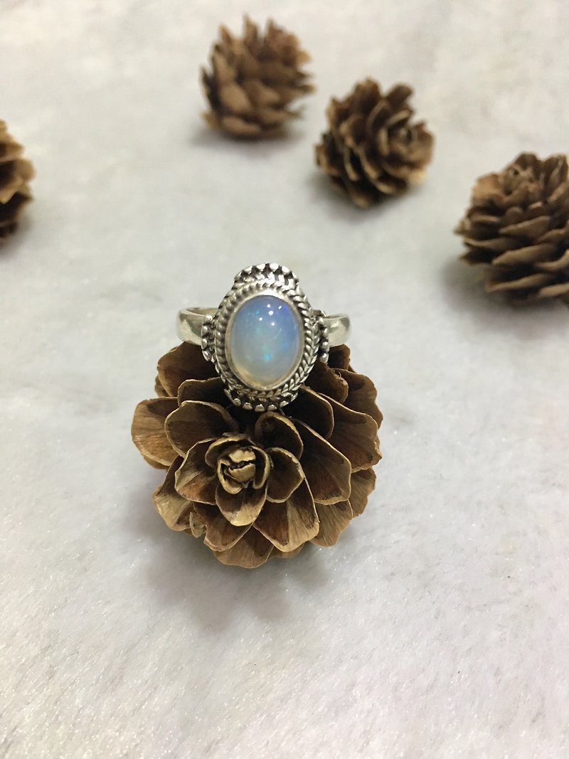 Opal ring in dot design Handmade in Nepal 92.5% Silver - General Rings - Gemstone 