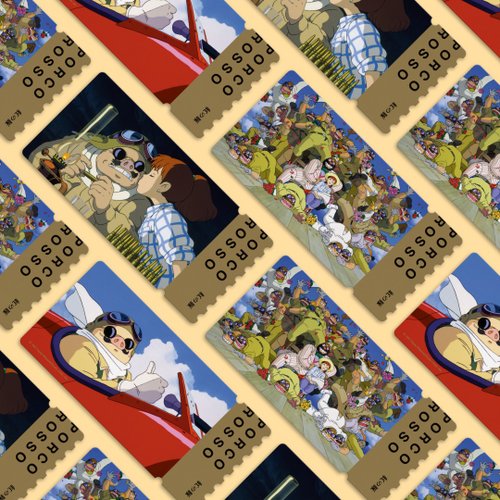 紅の豚 ラミネートカード1992年 レッド」レトロ図書カード 映画ダブルチケット早割セットカード