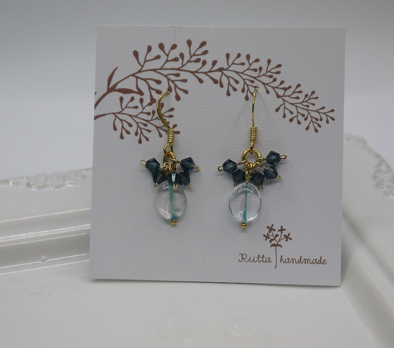 Riitta handmade crystal earrings (interchangeable clip) - ต่างหู - เครื่องเพชรพลอย 