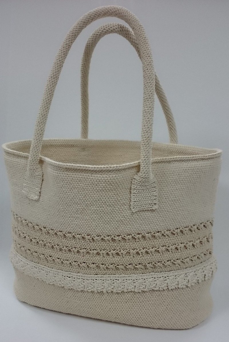 Hand-woven natural white cotton Linen side Bag - กระเป๋าแมสเซนเจอร์ - ผ้าฝ้าย/ผ้าลินิน ขาว