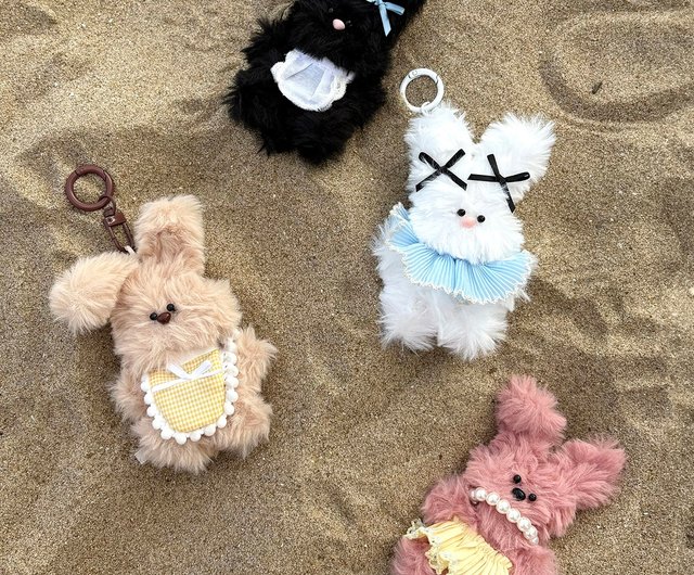 手作りふわふわうさぎチャーム ぬいぐるみ バッグチャーム