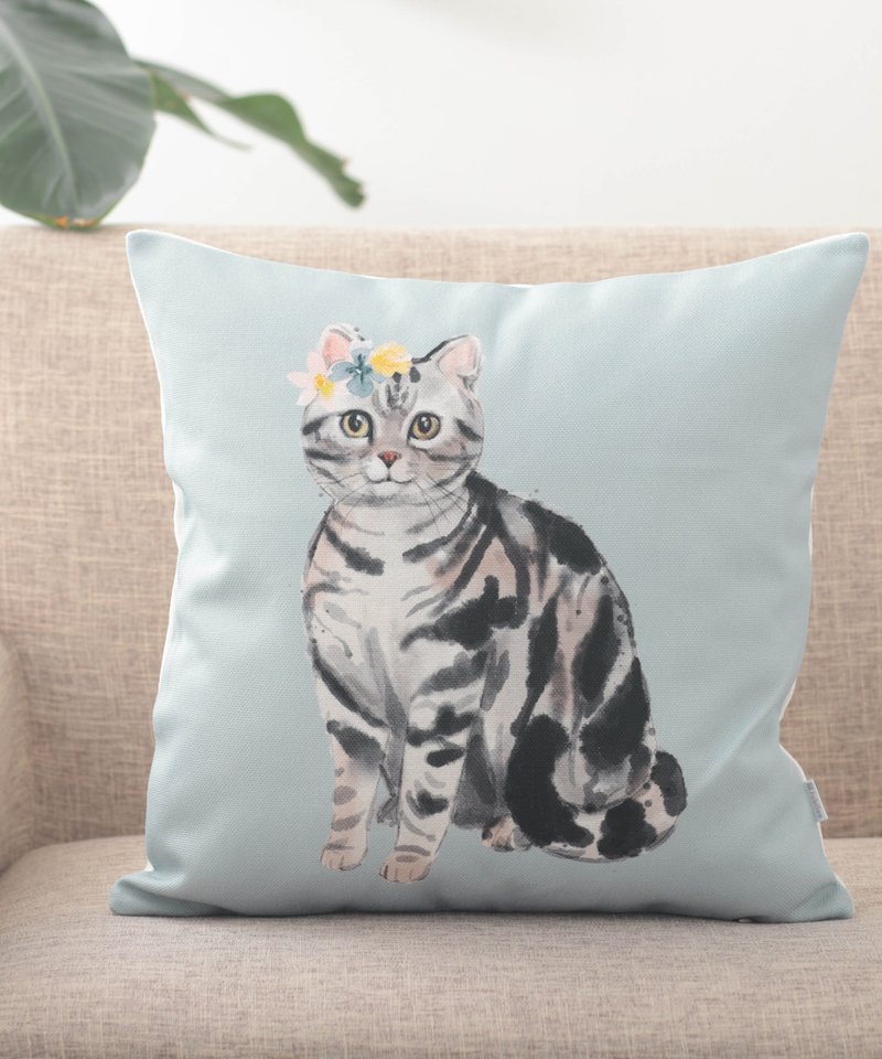 Jubilee Cushion Cover Cat American Shorthair Flower lover - Pillows & Cushions - Cotton & Hemp Multicolor