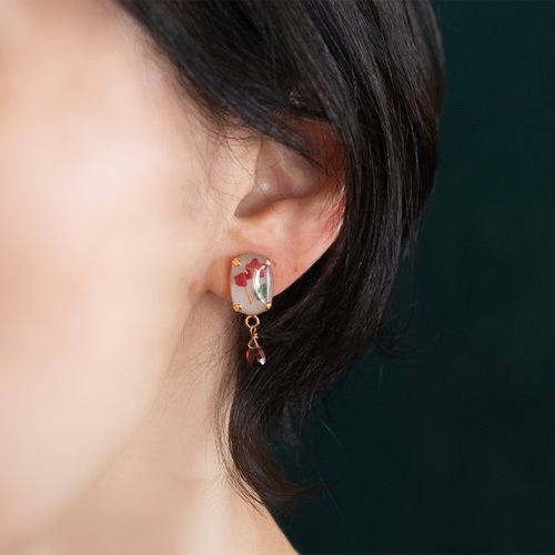 花と石座ピアス/イヤリング/ ガーネット - ショップ 地下 3 階